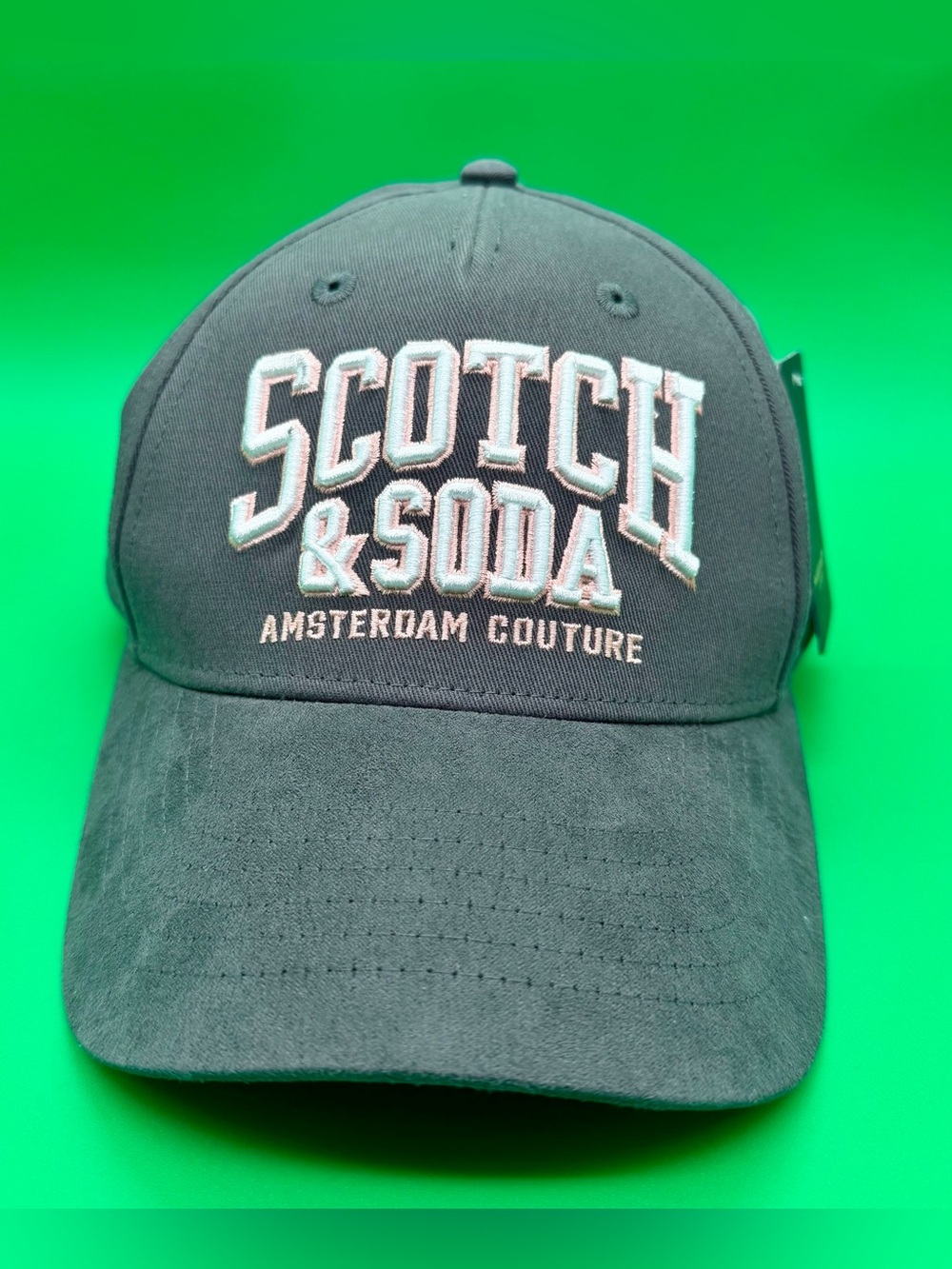 Scotch & Soda Dark Gray Baseball Cap with White & Pink Embroidery